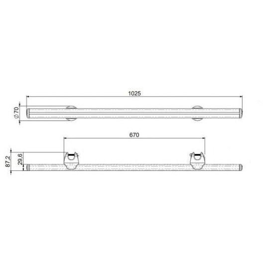 Lippert R-bar | Accessoire pour porte-vélos R-Bike Carrier | barre de fixation | schéma dimensions
