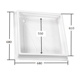 Reimo Bac à douche autoporté 680 x 680 mm | Receveur profond pour camping-car et fourgon aménagé