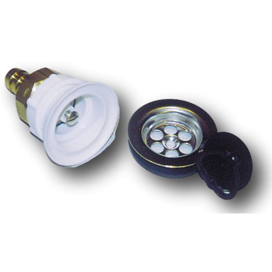 Bonde 48 mm pour bac à douche et évier Reimo | plomberie en van, camping-car, fourgon et bateau | grille inox et raccord laiton