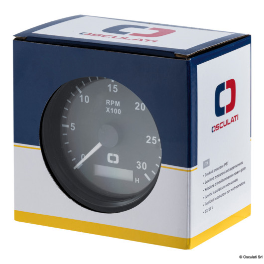 Compte-tours 0-3000 RPM Osculati | Instrument de contrôle poste de pilotage bateau de plaisance