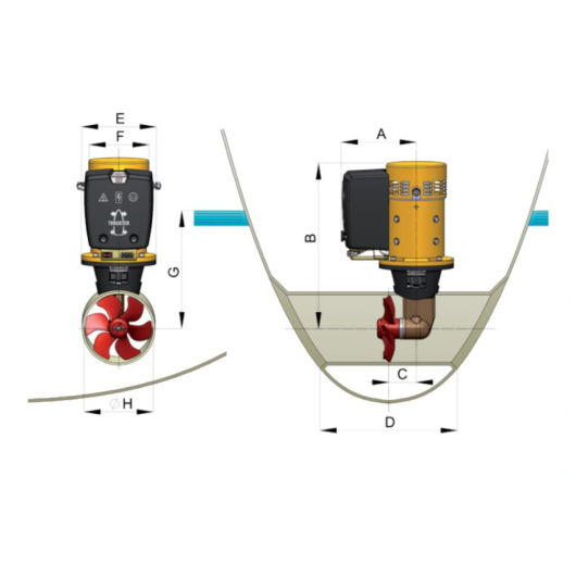 Propulseur d'étrave conventionnel BOW5512 12V 55 Kg 150 mm Vetus | Propulseur d'étrave de bateau