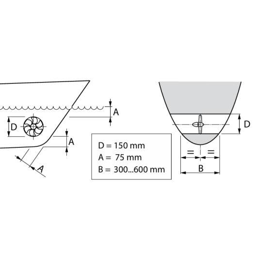 Propulseur d'étrave conventionnel BOW5512 24V 55 Kg 150 mm Vetus | Propulseur d'étrave bateau plaisance | étrave
