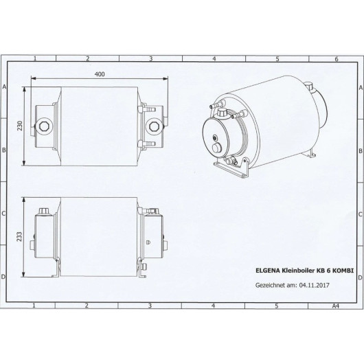 Chauffe-eau Elgena KB 6 combiné | 12 V et 230 V - 6 L pour van, camping-car et bateau | dimensions