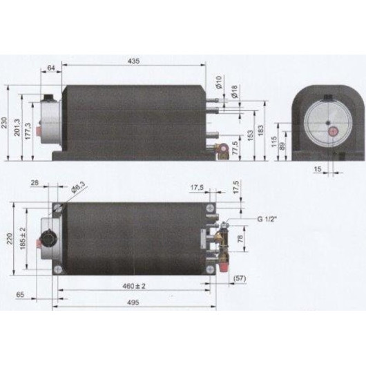 Chauffe-eau Elgena Nautic-Compact ME 10L | boiler 12V-200-W avec échangeur camping-car, bateau et van | dimensions
