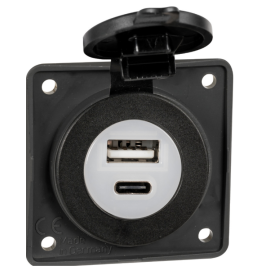 Prise USB double Type-A + Type-C Integro étanche - BERKER Prise USB Berker, double Type-A + Type-C integro | Prise et fiche DC