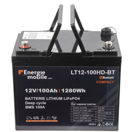 Batterie Lithium ULTRAMAX 12V 100Ah – Idale Pour Camping-car, Vélo électrique Et Pompe à Eau