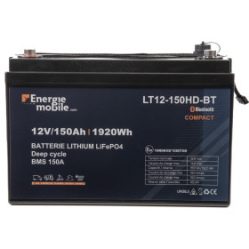 Batterie lithium pas chère haute qualité, capacité 150Ah pour bateau, camping-car et van aménagé. Vu face