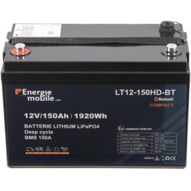 Batterie lithium pas chère haute qualité, capacité 150Ah pour bateau, camping-car et van aménagé. Vu face