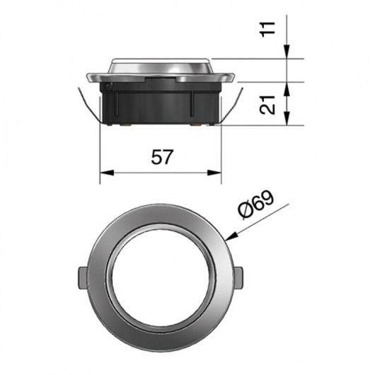 Spot orientable tactile Ofolux | Plafonnier, Spot éclairage intérieur de véhicule aménagé ou bateau | dimensions