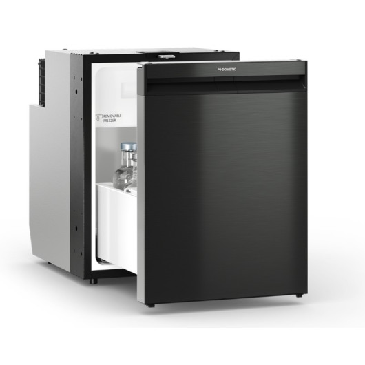 DOMETIC NRXD 50C, réfrigérateur à tiroir pour bateau et van vue entrouvert de côté.