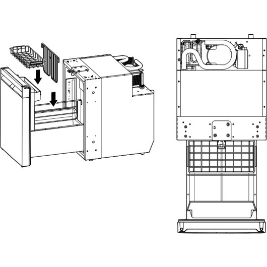 DOMETIC NRXD 50C, Réfrigérateur à tiroir pour bateau et van schéma intérieur