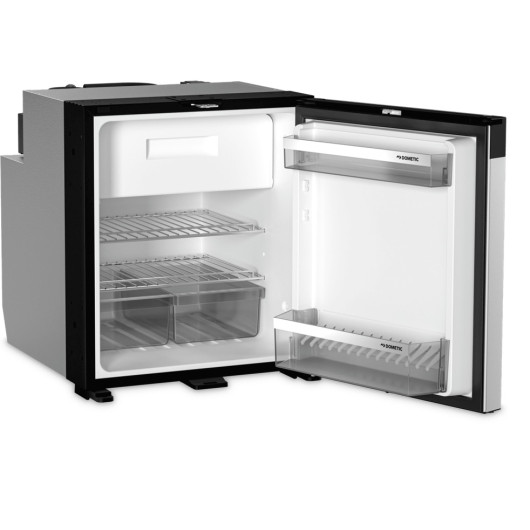 Réfrigérateur a compression DOMETIC 60S pour van aménagé, façade inox vu porte ouverte