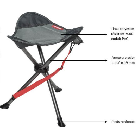 Tabouret pliant acier Trigano | Léger et compact pour camping-car, vanlife et plein air | matériaux