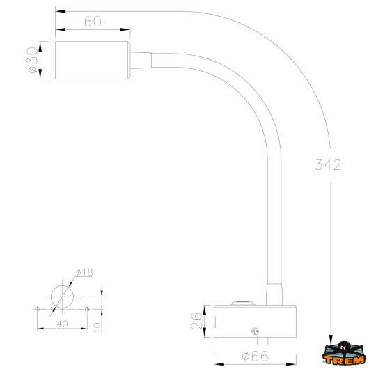 TREM Spot LED articulé avec prise USB