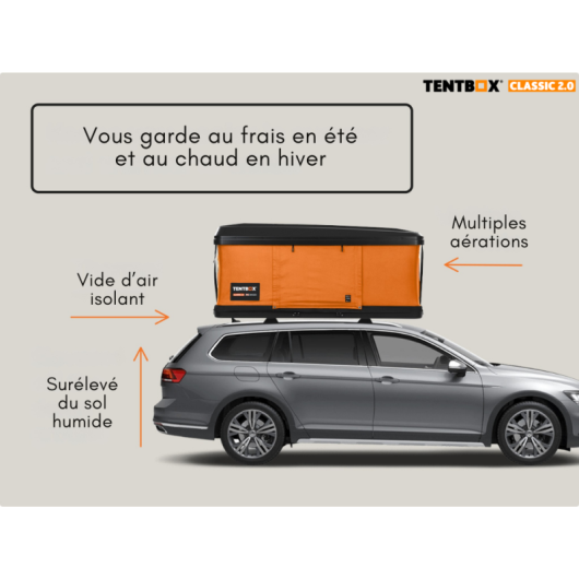 Tente de toit pour 2 personnes Classic 2.0 de TentBox | Road trip en voiture, SUV et 4x4 | H2R Equipements