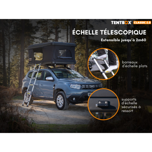 Tente de toit pour 2 personnes Classic 2.0 de TentBox | Road trip en voiture, SUV et 4x4 | H2R Equipements