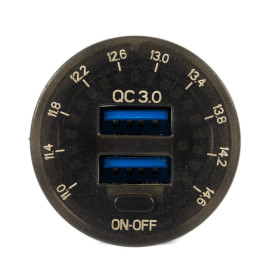 EM Prise 2 x USB et voltmètre 12V DC Prise double USB + voltmètre 12V avec interrupteur | Idéal pour réseaux électriques nomades