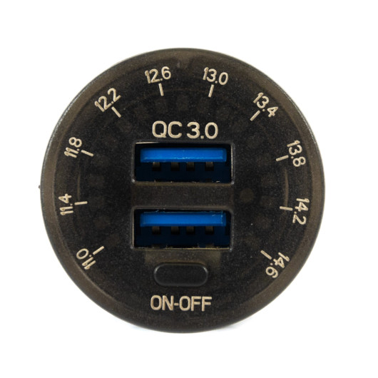 Prise double USB + voltmètre 12V avec interrupteur | Idéal pour réseaux électriques nomades