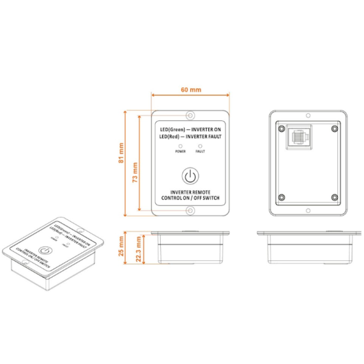 Télécommande Energie Mobile pour convertisseurs DC-AC PSW-V2- LCD pour bateau, van et camping-car