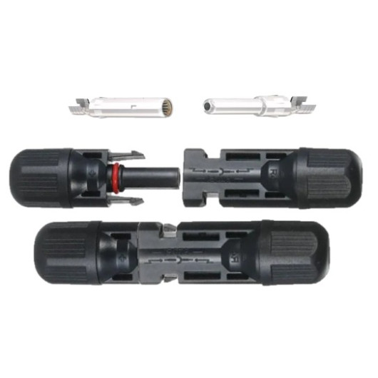 Coffret CONNFLY Kit 6 connecteur MC4 avec pince a sertir et clés de montage :  vu éléments du connecteur MC4