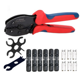 Coffret CONNFLY Kit 6 connecteur MC4 avec pince a sertir et clés de montage :  vu éléments a l'unité