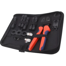Coffret CONNFLY Kit 6 connecteur MC4 avec pince a sertir et clés de montage :  vu éléments a l'unité