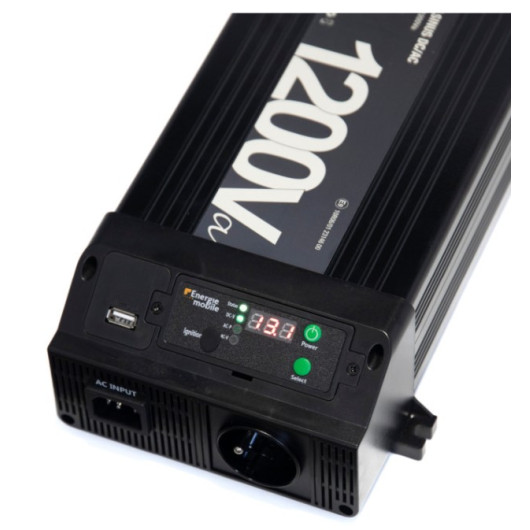 Convertisseur sinusoïdal DC-AC PS-RT 1200 VA Energie Mobile | 12/230 V avec relais transfert et ignition | tableau déportable
