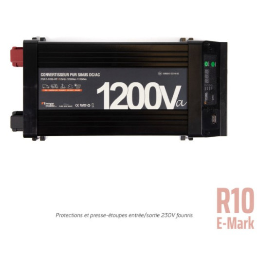 Convertisseur sinusoïdal DC-AC PS-RT 1200 VA Energie Mobile | 12/230 V avec relais transfert et ignition | vue de dessus