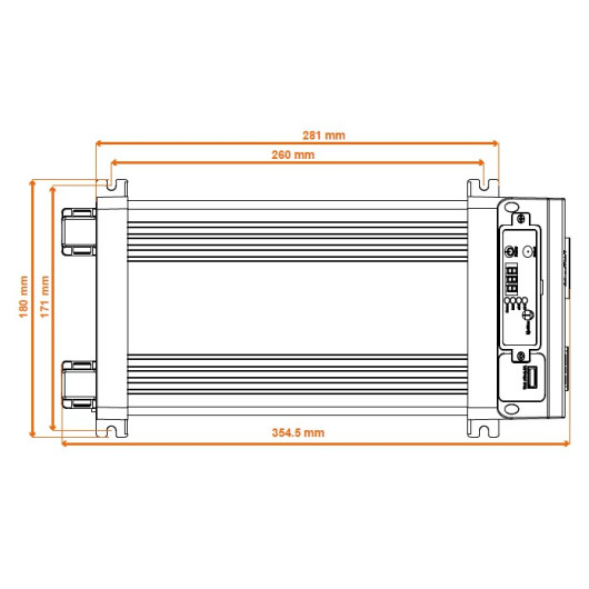Convertisseur sinusoïdal DC-AC PS-RT 1200 VA Energie Mobile | 12/230 V avec relais transfert et ignition | dimensions