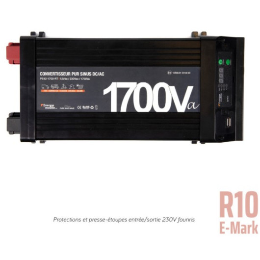 Convertisseur sinusoïdal DC-AC PS-RT 1700 VA Energie Mobile | 12/230 V avec relais transfert et inition | certifié R10