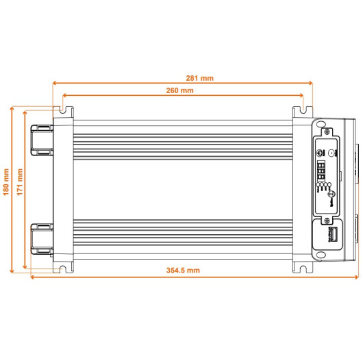 Convertisseur sinusoïdal DC-AC PS-RT 1700 VA Energie Mobile | 12/230 V avec relais transfert et inition | dimensions