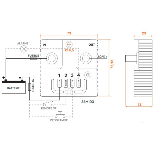 SBM100 Energie Mobile | Sauvegarde batterie 12V 100A pour bateau, camping-car, van et véhicule pro | schéma de principe