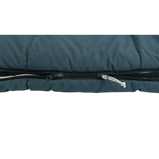 Camper Lux Double blue Outwell | sac de couchage 2 personne avec capuche | zoom zip fermeture Eclair