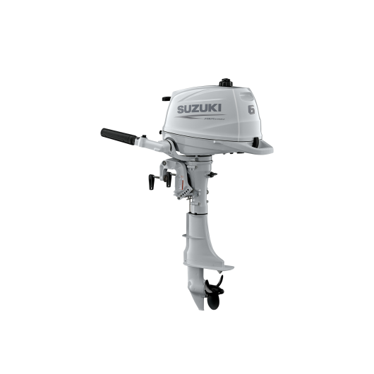 Moteur Hors-Bord 6 CV SUZUKI Blanc DF6A avec arbre court ou long | Moteur thermique | Vue de 3/4