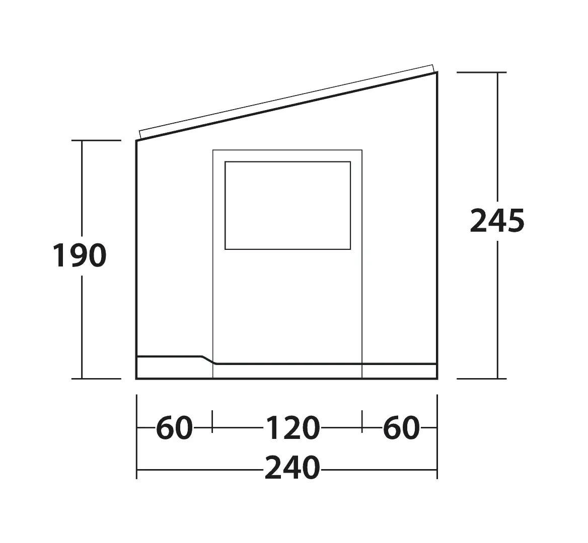 Sideroads Awning rooms auvent pour fourgon Ducato, sprinter, Crafter | schéma dimension paroi latérale