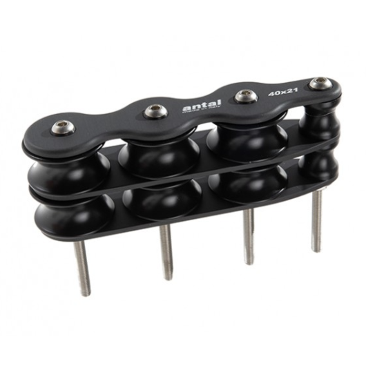 Organizer double Ø 40 mm Antal | Boite à réas, poulie plat-pont & renvoi bateau | 2 x 3 réas
