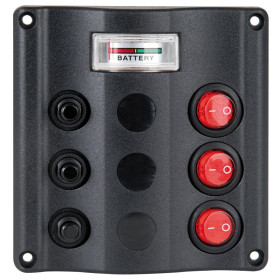OSCULATI Tableau Wave design | 3 interrupteurs + contrôleur Osculati Wave | Panneau électrique 3 circuits 12V avec contrôleur de charge pour van et bateau