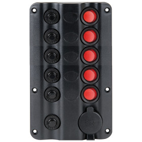 OSCULATI Tableau Wave design | 5 interrupteurs + prise DC Osculati Wave | Tableau 5 circuits 12V avec prise allume-cigare pour van, bateau et fourgon