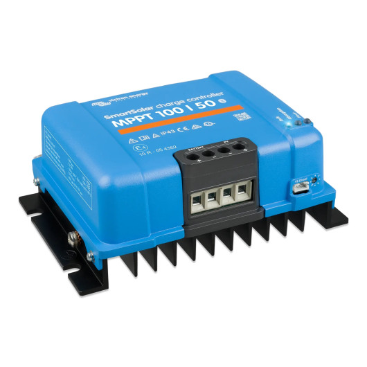 Régulateur solaire VICTRON Smartsolar 100/50 | chargeur pour camping-car, van et bateau | vue angle gauche