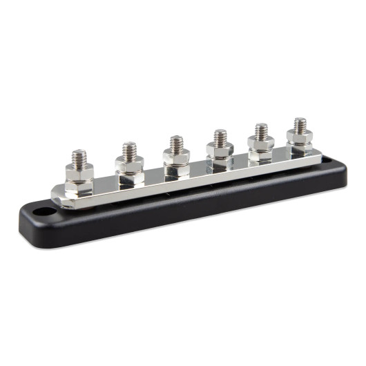 Busbar 250A - 6 connexions M8 inox Victron Energy | 12/24V en van, bateau ou camping-car | vue de profil