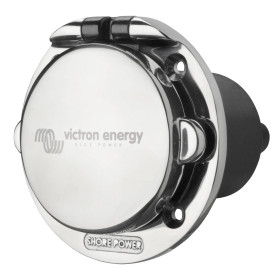 VICTRON Socle de connexion AC - 16 A | inox Socle P17 16 A inox | Connexion extérieure 230 V pour van, fourgon et bateau | de profil fermée