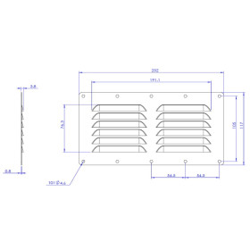 Grille d'aération inox 115 x 230 mm Osculati | ventilation passage libre 32 cm² pour van aménagé ou bateau