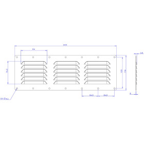 OSCULATI Grille inox passage d'air 45 ou 30 cm² | dimensions  340 x 116 mm avec ou sans moustiquaire pour van VASP et bateau