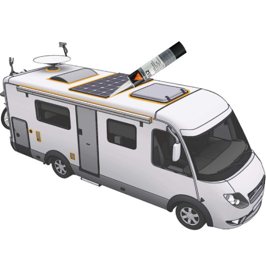 SIKA Sikaflex 522, vu accessoire sur camping-car. colle et étanchéité polymère sans PU pour van et camping-car.