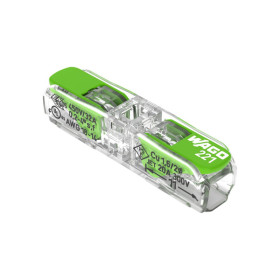 WAGO 221 Green Inline 2 entrées en ligne | pack de 10 WAGO 221 Inline Borne à levier 2 entrées en ligne | pack de 10