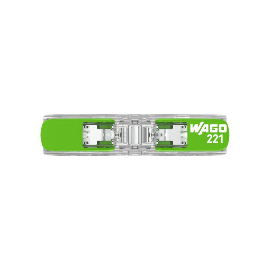 WAGO 221 Inline Borne à levier 2 entrées en ligne vue de dessus