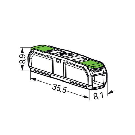 WAGO 221 Inline Borne à levier 2 entrées en ligne dimensions