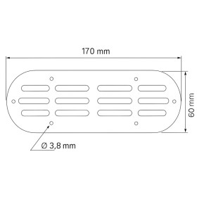 SEAWORLD Grille d’aération inox oblongue | 170 × 60 mm pour van et bateau : vu de face