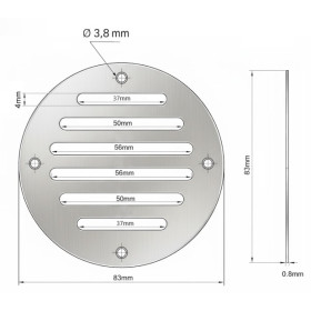 SEAWORLD Grille d'aération inox ronde 10 cm² | ø 83 mm | pour van et bateau vu de face