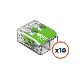 WAGO 221 Green 2 entrées | pack de 10 WAGO 221 Green 2 entrées | pack de 10
